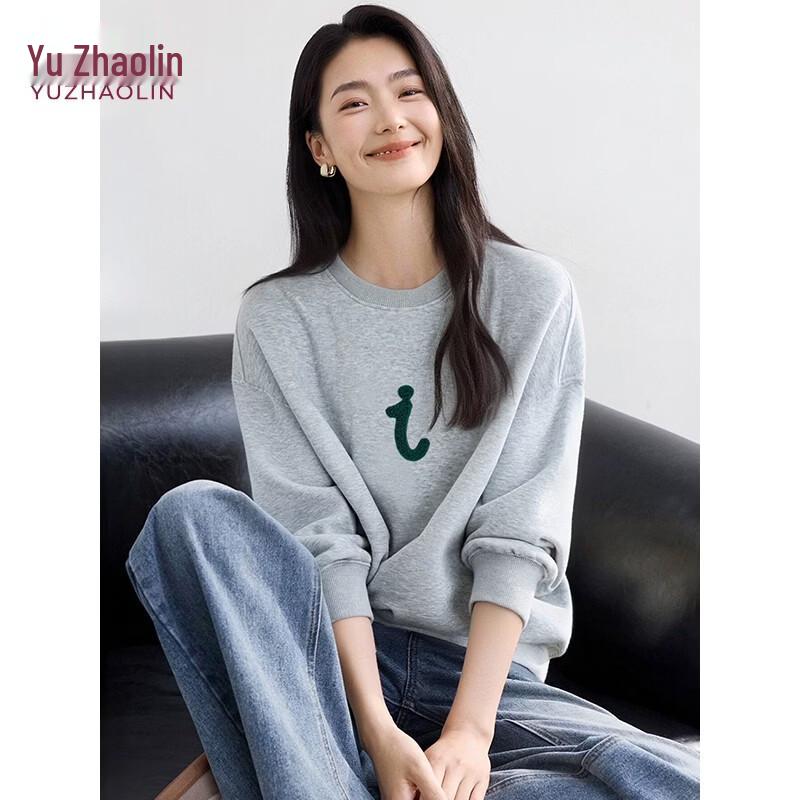 Yuzhaolin Women's Letter Print Round Neck Sweatshirt
