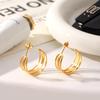 Elegant French-Style 18k Gold-Plated Stainless Steel Earrings – Non-Fading, Versatile Three-Layer Studs