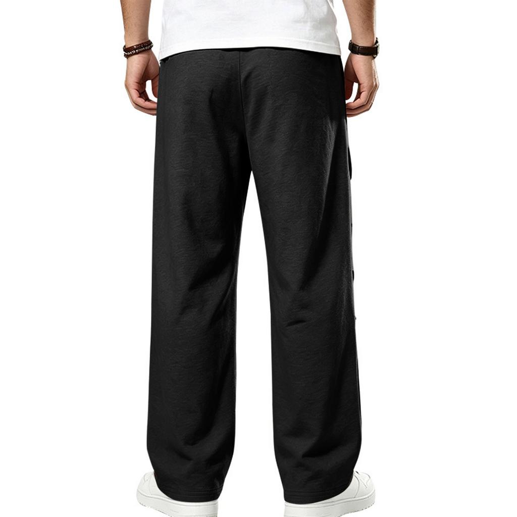 Pantalon de survêtement droit en sergé pour homme Coupe ample Hip Hop Streetwear Décontracté
