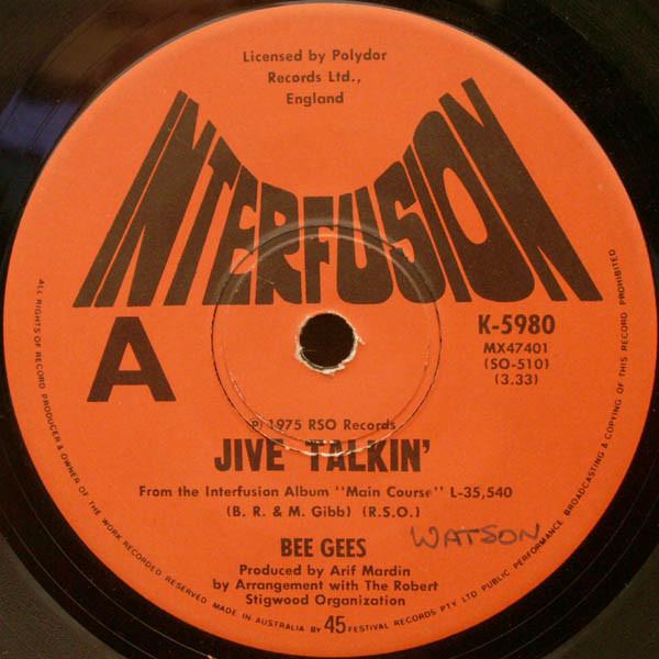 

7inch Record BEE GEES Jive Talkin K5980 Interfusion 1975 Australia Pop Used