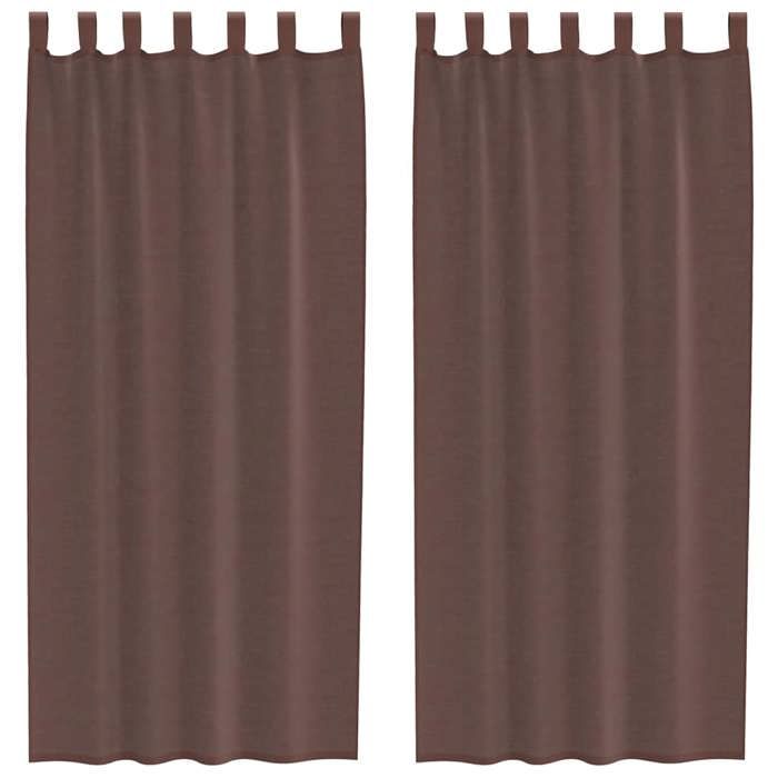 VidaXL Rideaux en voile avec passe-tringles 2 pcs marron, rideau en filet, rideau transparent, voile de fenêtre, traitement 4102174