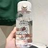 Portable Drop Resistant Hand Cup Water Bottles Clear Plastic Water Bottle with Straw Cartoon Water Cup for Gym School