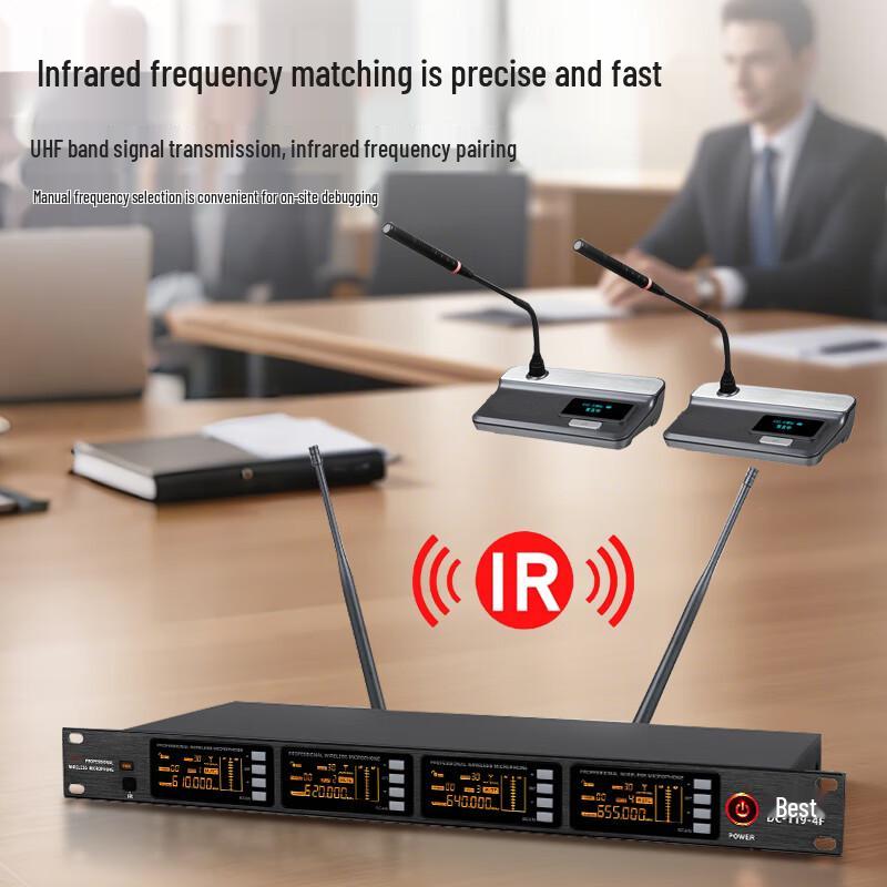 Professional Wireless 4-Channel Gooseneck Conference Microphone System (CN Version)