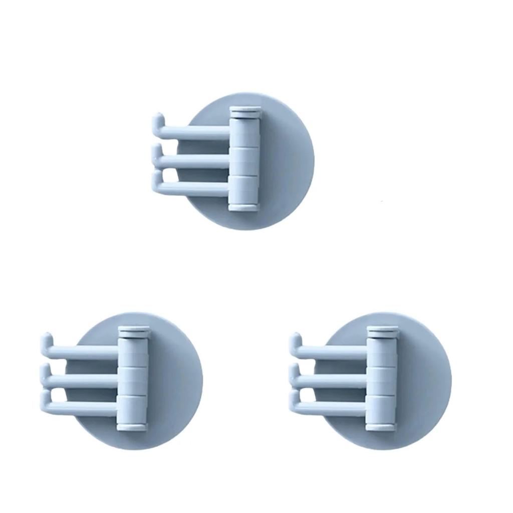 1/2/3pcs 3 Forked Kitchen Bathroom Rotating Storage Hook Non Drilling Strong Bearing Rod Hook Multi Functional Rotating Hook