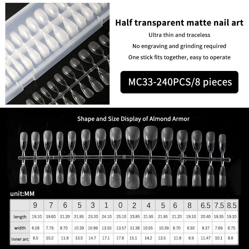 240 Stück Vollabdeckung Press-On-Nagelspitzen Stiletto Mandel Quadratisch Sarg Französisch Falsch Fake Soak-Off Gel-Nagelverlängerungsspitzen Kapsel