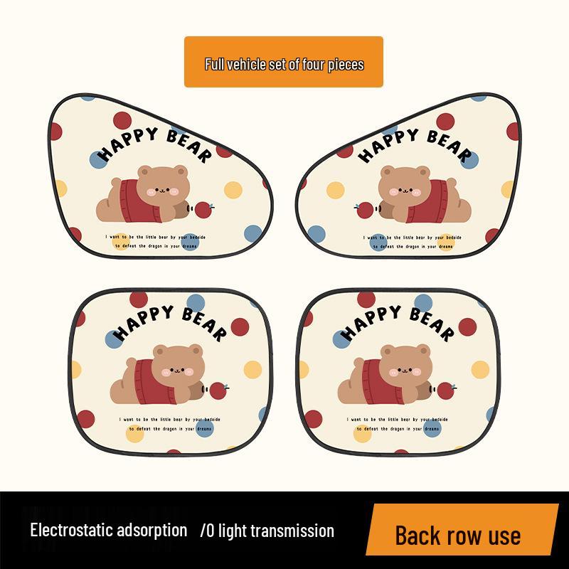 Elektrostatische Auto Zonnescherm - Schattig Beer Ontwerp voor Baby Warmtebescherming & Isolatie
