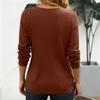 Damen Modischer Rundhals Langarm Knopf Lässiger Lockerer Pullover Top