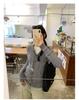 Navy Blue Fluffy Hooded Cable Knit Cardigan for Women – 2026 Autumn Collection