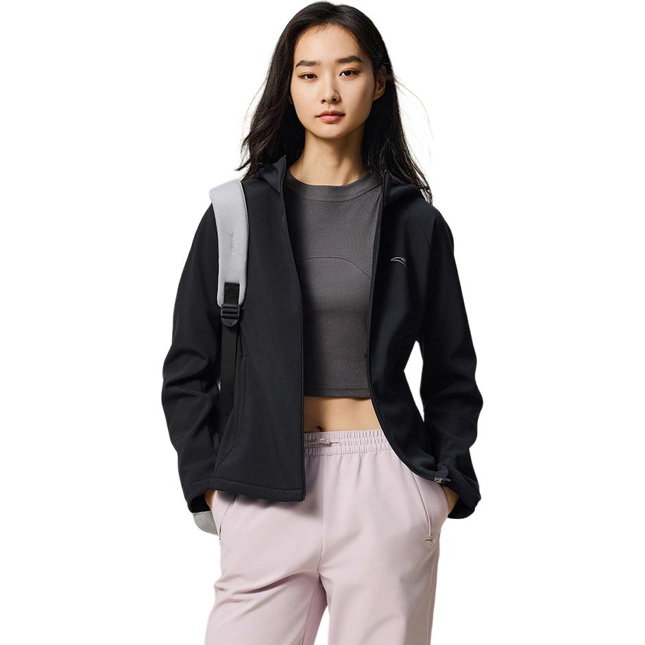 Anta Solid Color Zip Hooded Versatile Casual Sports Jacket Women jackets 962535601-6