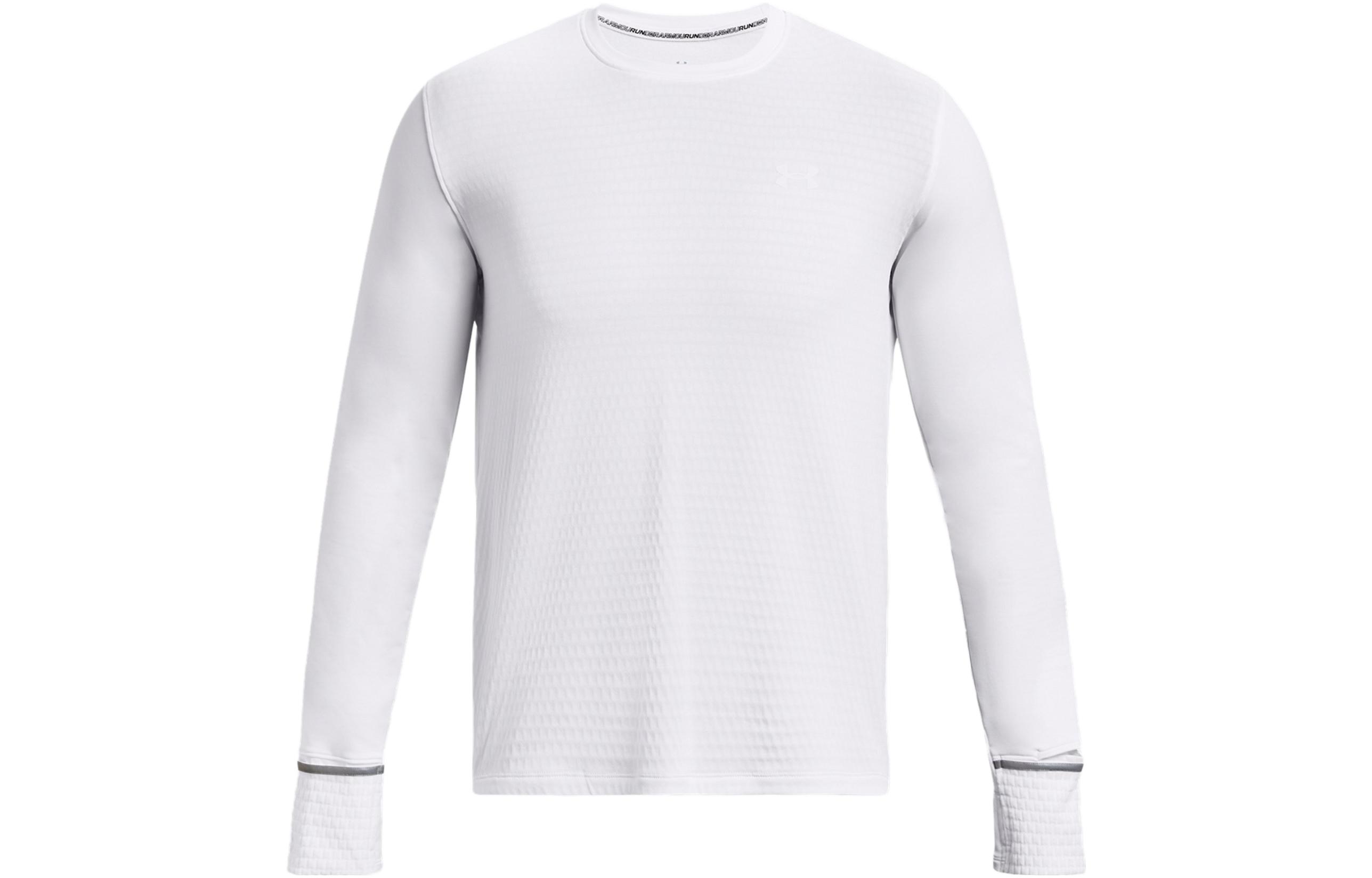 Under Armour Qualifier T Shirts Men s White Crew Neck Thickened And Fleece Lined Straight Fit 1379304-100 XL