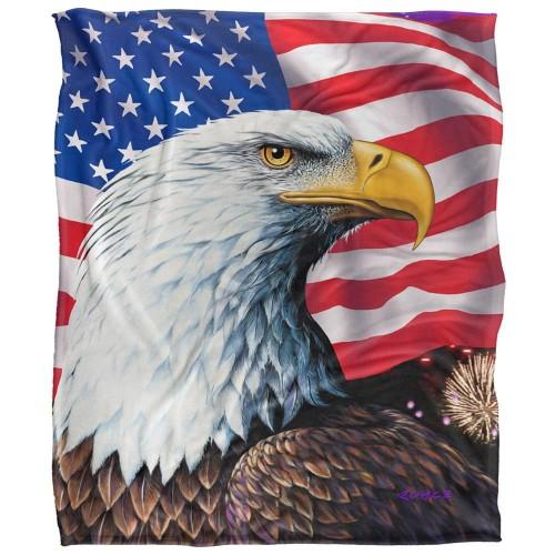 Royce McClure Rockets Red Glare Silky American Flag Supersoft Blanket