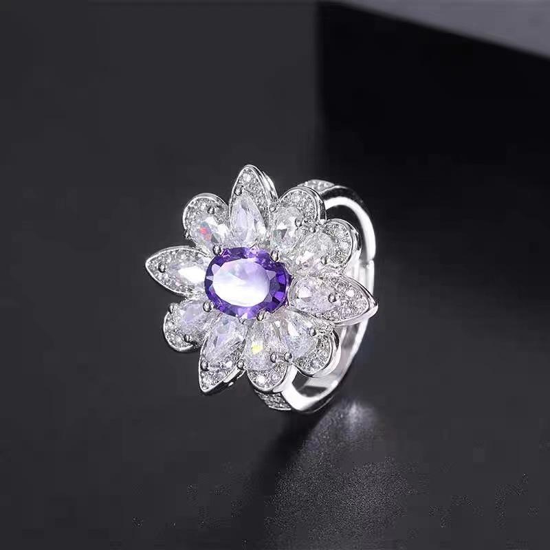 Elegant Purple Gemstone Diamond Ring - Versatile Luxury Women s TikTok Xiaohongshu Style