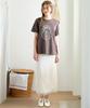 SLOWLOLLI Floral Chiffon Shirring Long Skirt - Cream