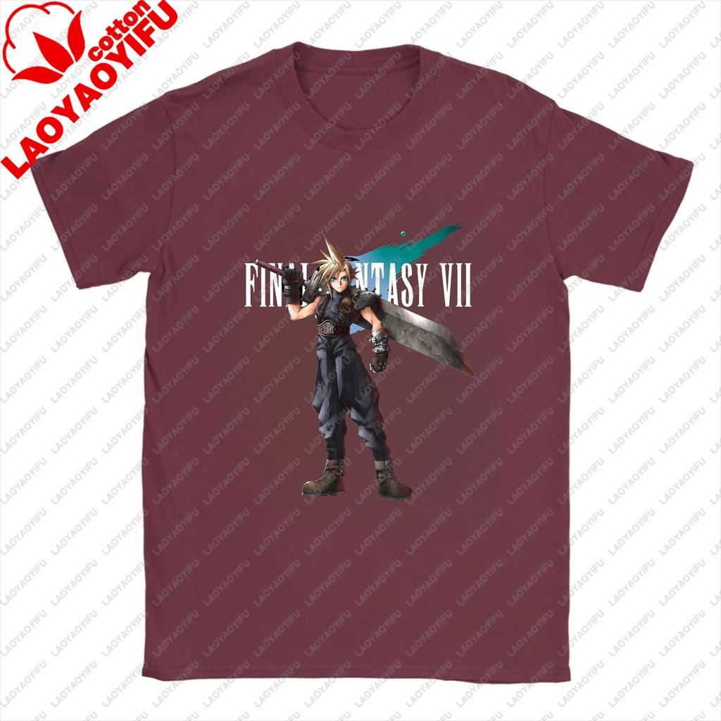 Final Fantasy VII Fashionable Streetwear Cotton Tshirt with Patterns Loose Large Size for Both Unisex and WoUnisex (Short Sleeve)