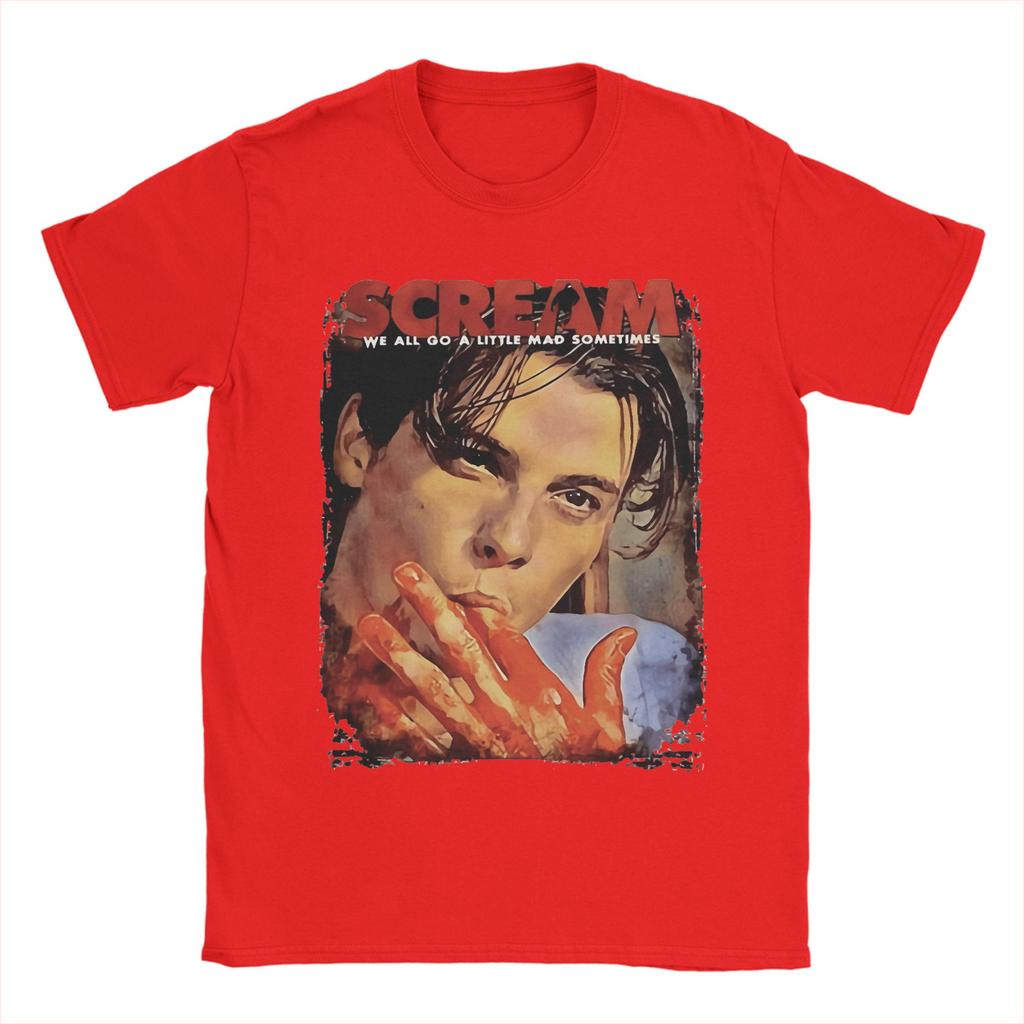 Men's Scream Movie Loomis We All Go A Little Mad Billy Skeet Ulrich T-Shirts Cotton Tees Beach Funny Short-Sleeved T-Shirt