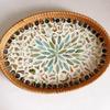 Rattan Fruit Plate Fruit Basket, Oval Hand-woven Shell Tray Household Living Room Snack Desktop Storage Trays