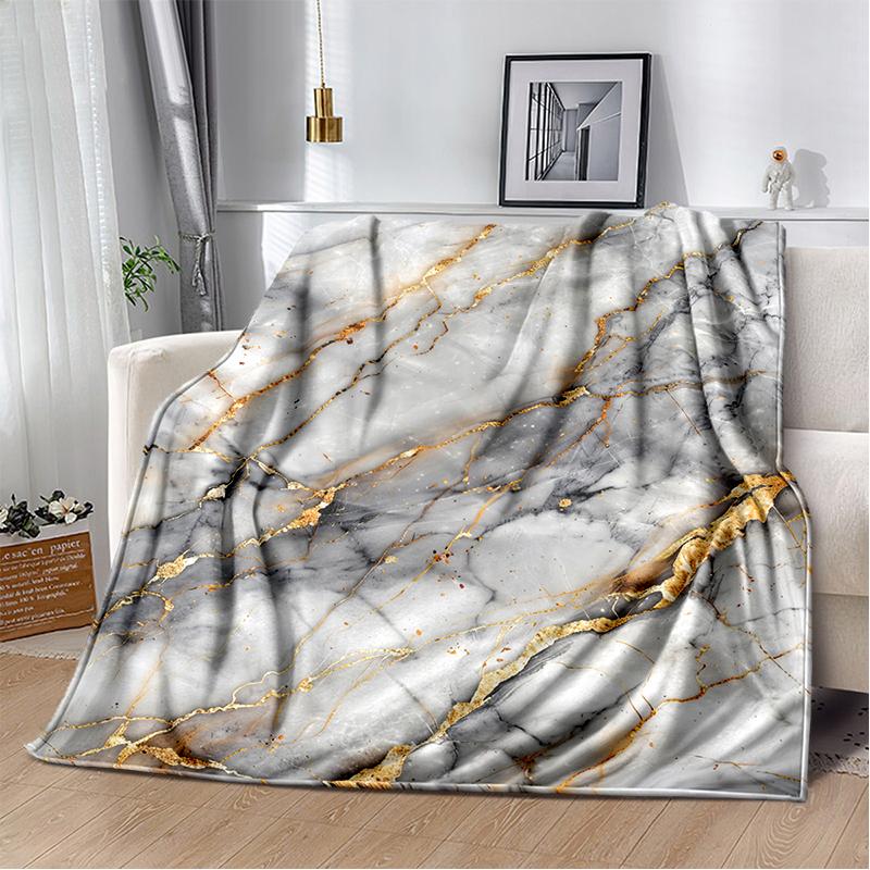 

Marble Texture Fleece Throw Blanket Soft Warm Geometric Plush Nap Blanket for Bed Chair Car Sofa Couch Bedroom Office Or Dorm 75x90cm