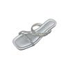 One-word drag 2025 new rhinestone one-word strap low heel fashion women's cool slippers summer two wear