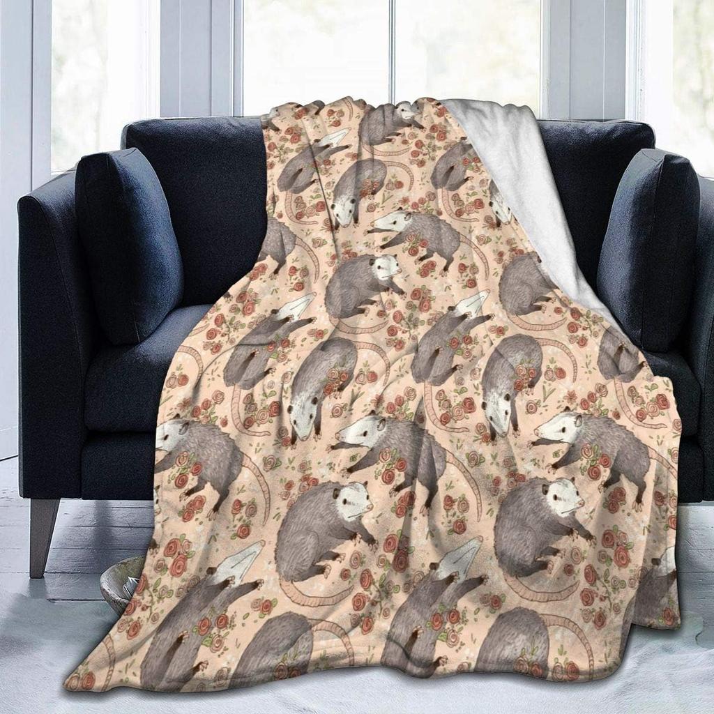 Opossum Blanket Possums Blanket Possum Gifts Black Throw Stuffed Animal for Travelling Camping Soft Birthday Gifts for Women Men