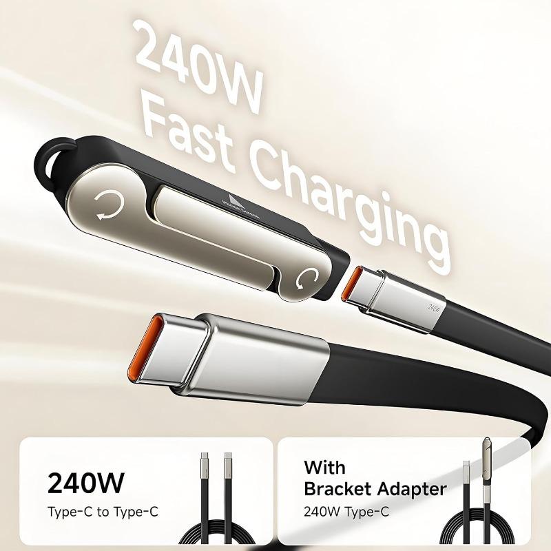 Type C Phone Charging Bracket with Fast Charging Cable Adapter 240W Type-C Male To USB-C Female Converter with Foldable Holder