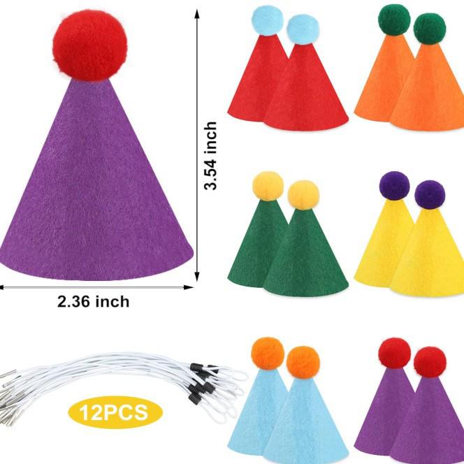 Conjunto de Chapéu de Aniversário Bordado para Pets Estilo INS para Gatos e Cachorros - Chapéu de Festa Lindo de Cor Sólida