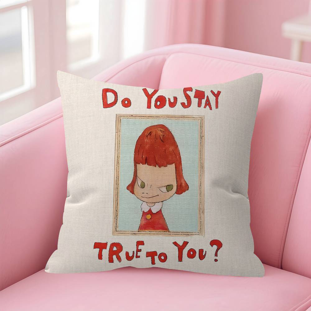 Art YYoshitomo NNaras Pillow Gift Home Office Decoration Bedroom Sofa Car Cushion Cover Case 45x45