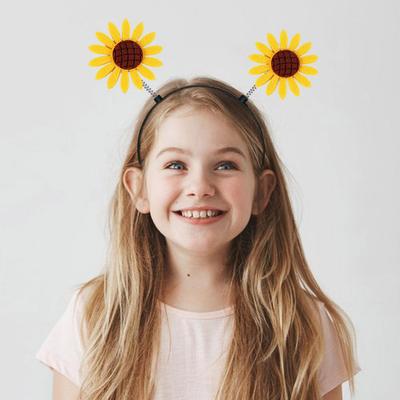 Anti-Rutsch-Stirnband für Kinder und Erwachsene, Cartoon-Sonnenblumen-Dekor, Frühlingsdesign, Zähne, Kunststoff, leicht, Haarreifen