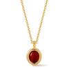 Gold Plated Round Red Agate Bezel Set Pendant Necklace