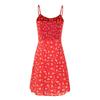 Französisches reines Verlangen sexy Retro rotes geblümtes Hosenträger A-Linie kurzes Kleid für Damen Sommer schmale Taille und dünnes Kleid