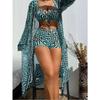 New European and American Women's Split Swimsuit Blouse Three-piece Gather Beach High-waisted Bikini