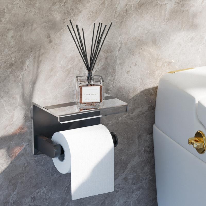 Gold Bathroom Paper Towel Rack Aluminum Wall Toilet Paper Roll Holder Black/Chrome Toilet Paper Holder Mobile Phone Holder