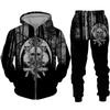 Sudadera con cremallera negra y pantalón con estampado 3D de calavera fresca, conjunto de chándal estilo gótico punk para hombre y mujer, conjunto de chándal 2026, disfraz de streetwear para Halloween