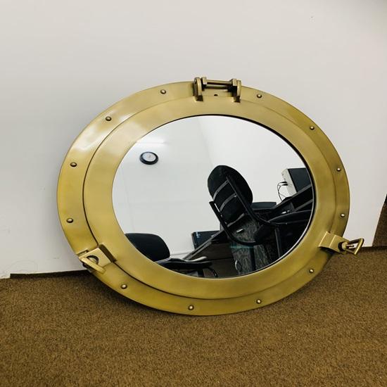 Nautical Porthole Antique Plated Canal Boat Porthole-Window Ship Round Mirror Wall Decor