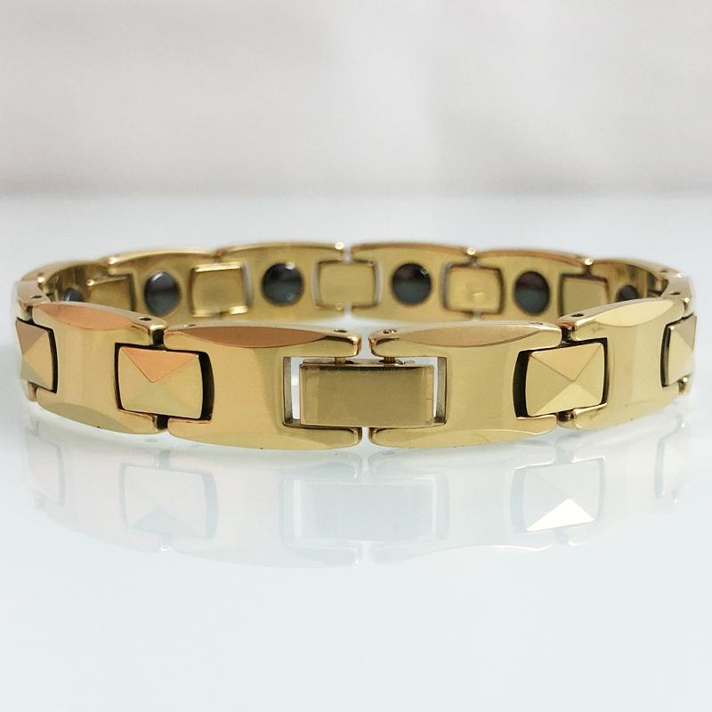 Luxury Man Bracelet Gold Color Heavy Tungsten Steel Jewelry Trendy Friendship Health Magnetic Men's Bracelets Armband Heren