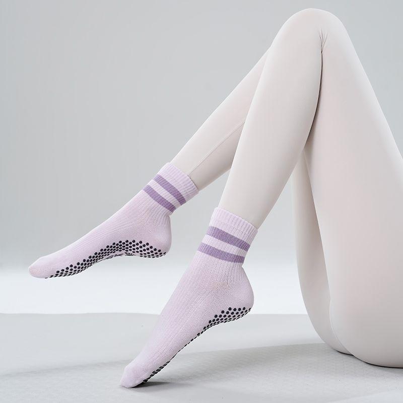 

Summer Indoor Yoga Socks Non Slip Professional Women s Long Pilates Socks Knee Socks Adult Sports Fitness Training Socks [1 pair of experience outfit] romantic purple