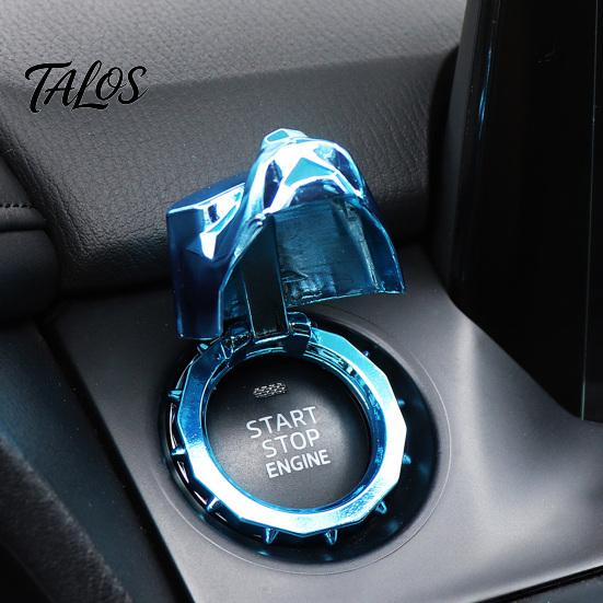 Engine Push Start Button Protector Bulldog Car Stop Cover, Ignition Switch Protective Ring Chrome Plated Shield for Start, Steering Wheel Decor,