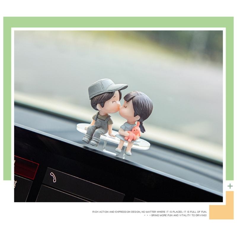 Auto Interior Decoration Sliding Couple Figurine Vehicle Ornament Car Decoration Accessory Cute Figurine Decor