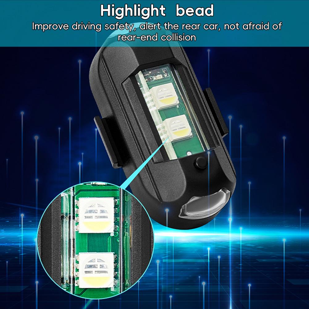2Pcs Motorcycle Drone Strobe Light Wireless Control USB LED Anti-Collision Bike Aircraft Night Flying Mini Warning Signal Light