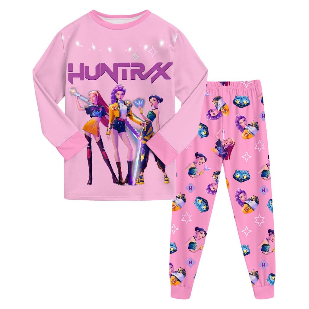 Costum de modă pentru copii Fustă Top cu mânecă lungă cu gât rotund Pantaloni