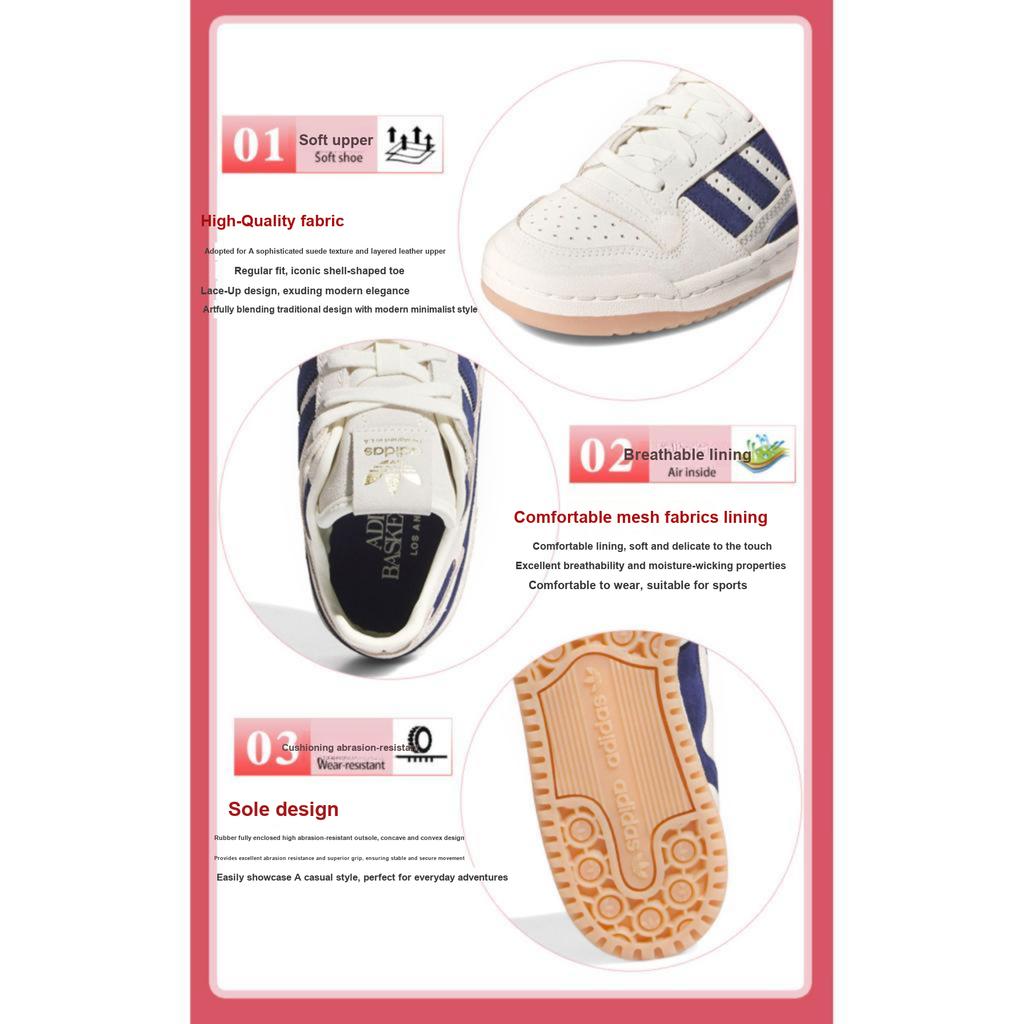 adidas Forum Low CL J Kremowy Biały Ciemny Niebieski Dziecięce Sneakersy IH0229