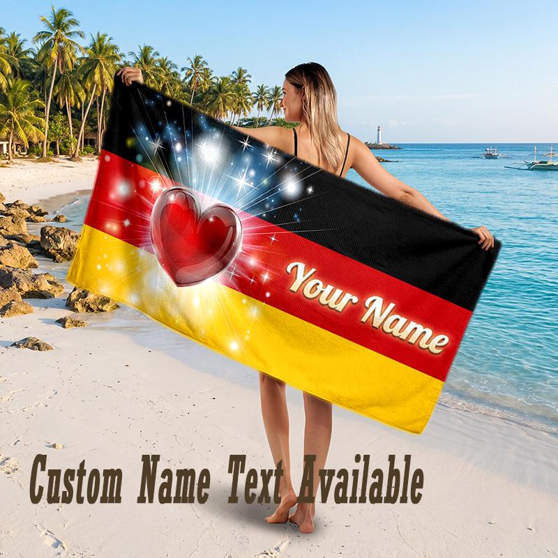 Germany National Football Team Design Beach Towel Custom Text Large Towel for Beach Vacation