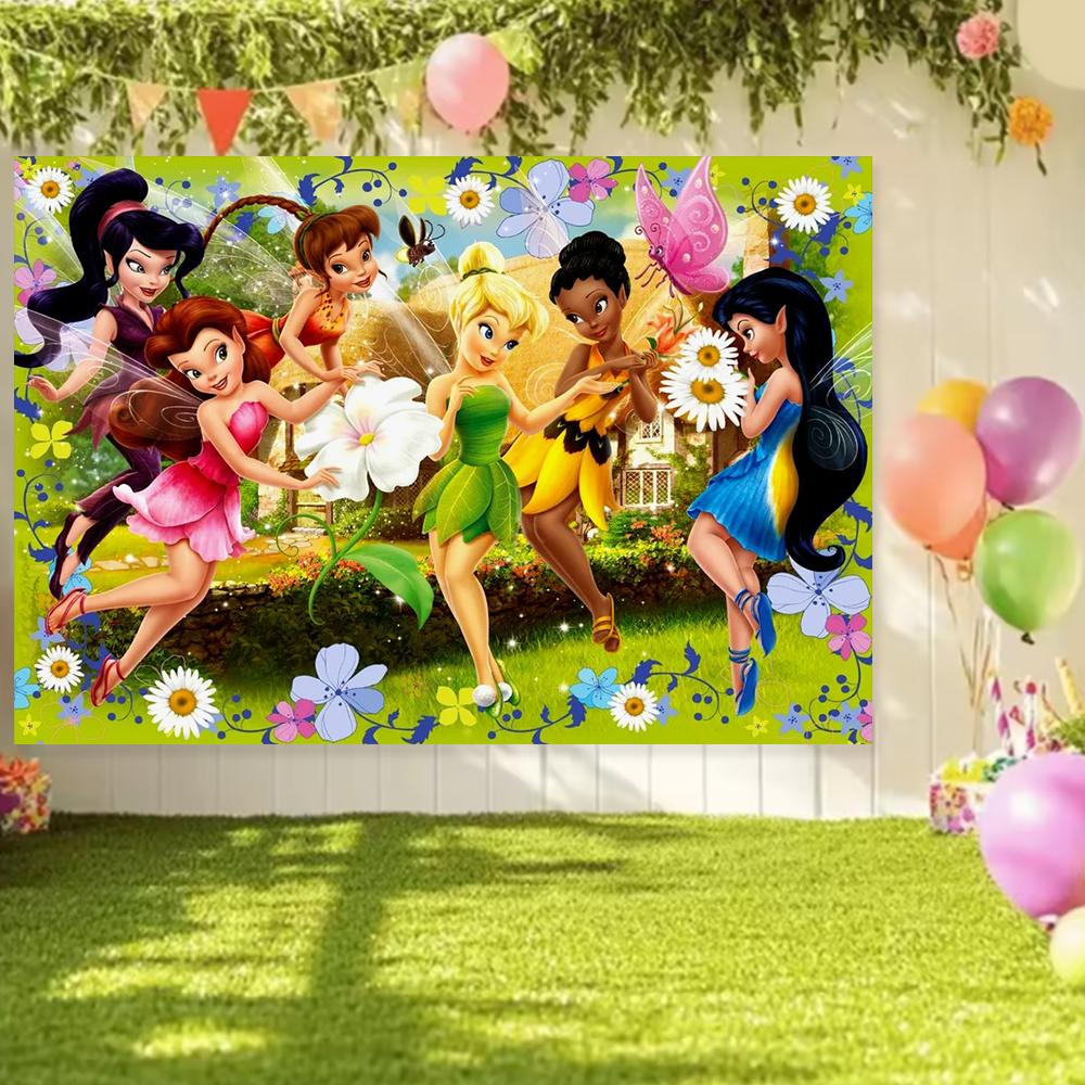 Peter Pan Tinker Bell Birthday Party Decoration Cake Topper Balloon Princess Forest Elf Background Banner Boy Girl Gifts