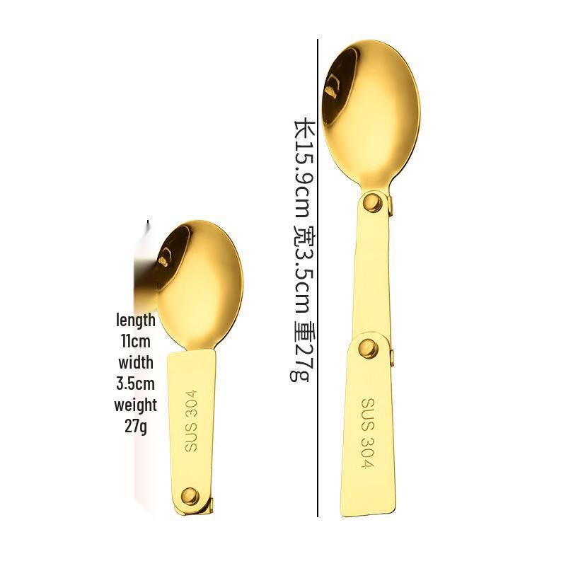 304 Stainless Steel 3-Fold Portable Spoon-Fork for Outdoor Use