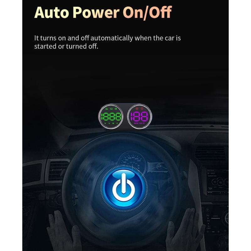 Twin Dial Car Speed Display MPH Dashboard Monitor with Type-C Controls for Daily Commute and Road Trip Driving Use