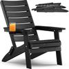 Adirondack Chair, Folding Adirondack Chairs with Arc Back & Cup Holder, Weather Resistant Plastic Oversized Chair, Customized