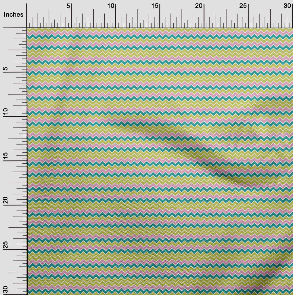 oneOone Cotton Flex Olive Green Fabric Chevron Sewing Material Print Fabric By The Yard 40 Inch