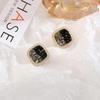 French Retro Black Cubic Zirconia Square Stud Earrings for Women: Elegant, Versatile, and Stylish.