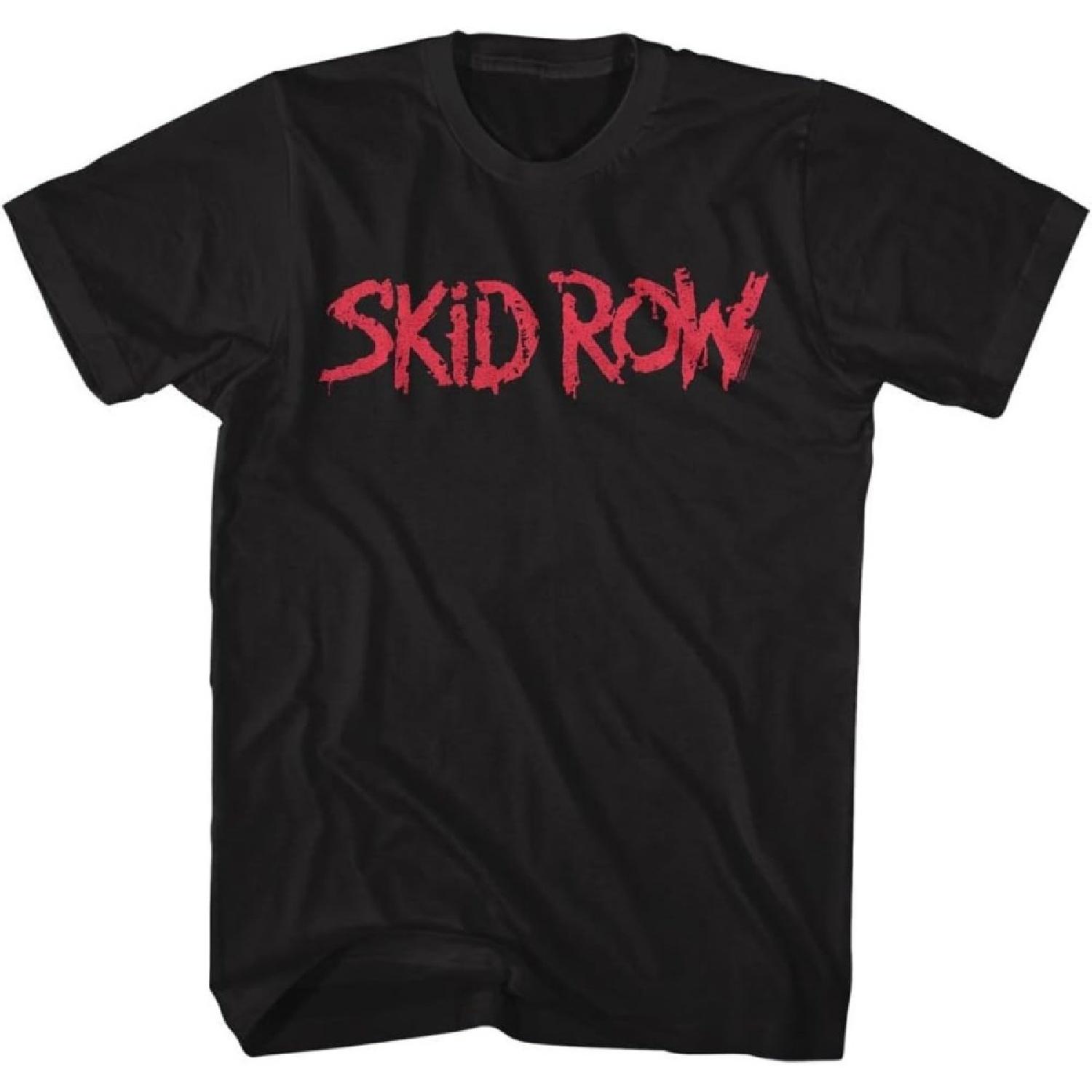 Skid Row Heavy Metal Band Red Logo Black Adult T-Shirt Tee S