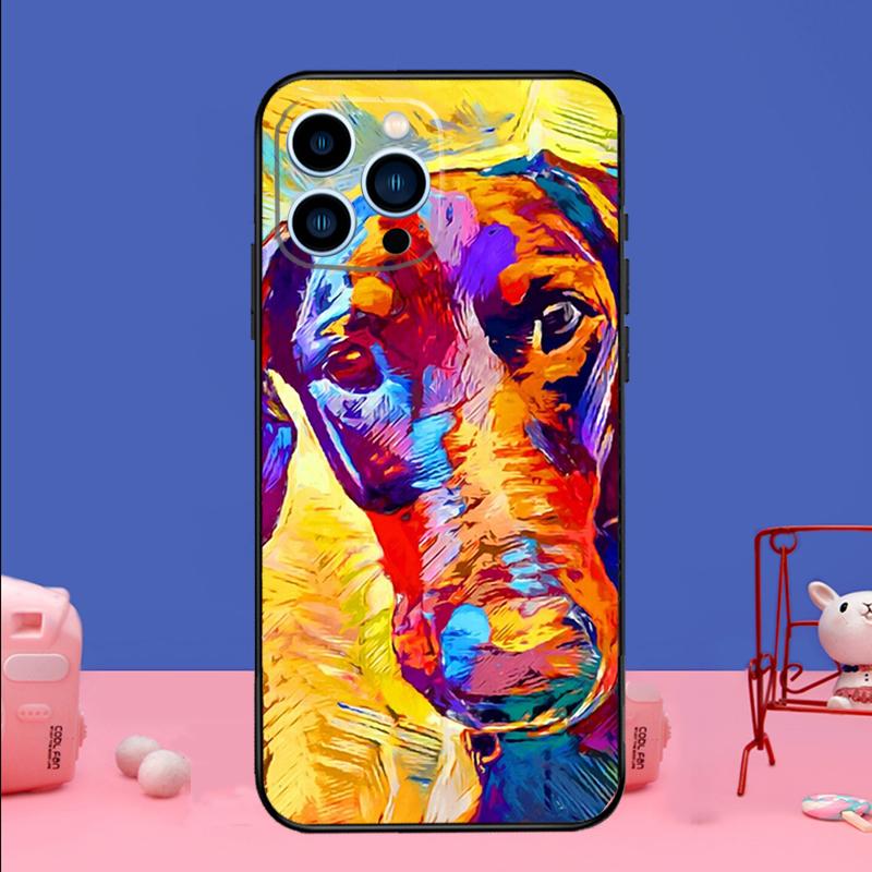 Cartoon Doberman Dog Phone Case For iPhone 17 16 14 13 12 11 15 Pro Max mini 15 16 Plus 16e 17 Air Bumper Cover