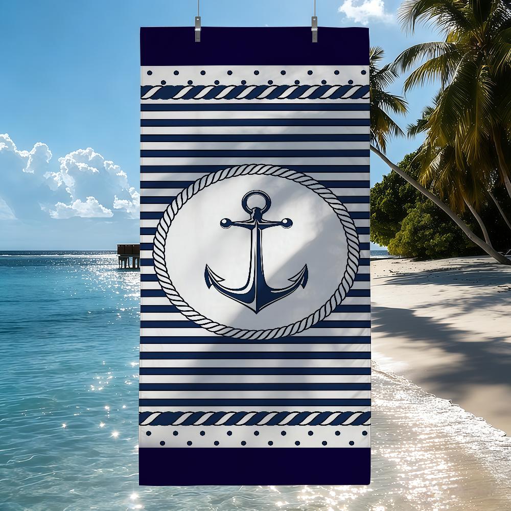 Nautical Anchor Nautical Style Towel Quick Drying Beach Towels Are Suitable For Swimming Pools Camping Yoga And The Gym